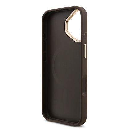 Apple iPhone 17 Kılıf Guess Orjinal Lisanslı M-safe Şarj Özellikli 4G Metal Büyük Logolu Kartlıklı Kapak