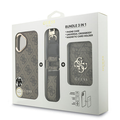 Apple iPhone 17 Kılıf Guess Orjinal Lisanslı M-safe Şarj Özellikli Askılı ve 4G Logo Kartlıklı Kapak
