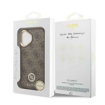 Apple iPhone 17 Kılıf Guess Orjinal Lisanslı M-safe Şarj Özellikli Gold Metal Kamera Çerçeveli Taşlı 4G Logolu Kapak