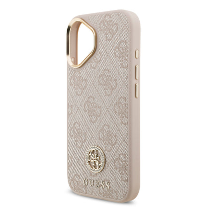 Apple iPhone 17 Kılıf Guess Orjinal Lisanslı M-safe Şarj Özellikli Gold Metal Kamera Çerçeveli Taşlı 4G Logolu Kapak