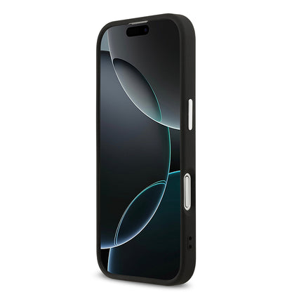Apple iPhone 17 Kılıf Guess Orjinal Lisanslı M-safe Şarj Özellikli Gümüş Metal Kamera Çerçeveli Üçgen Logo 4G Desenli Kapak