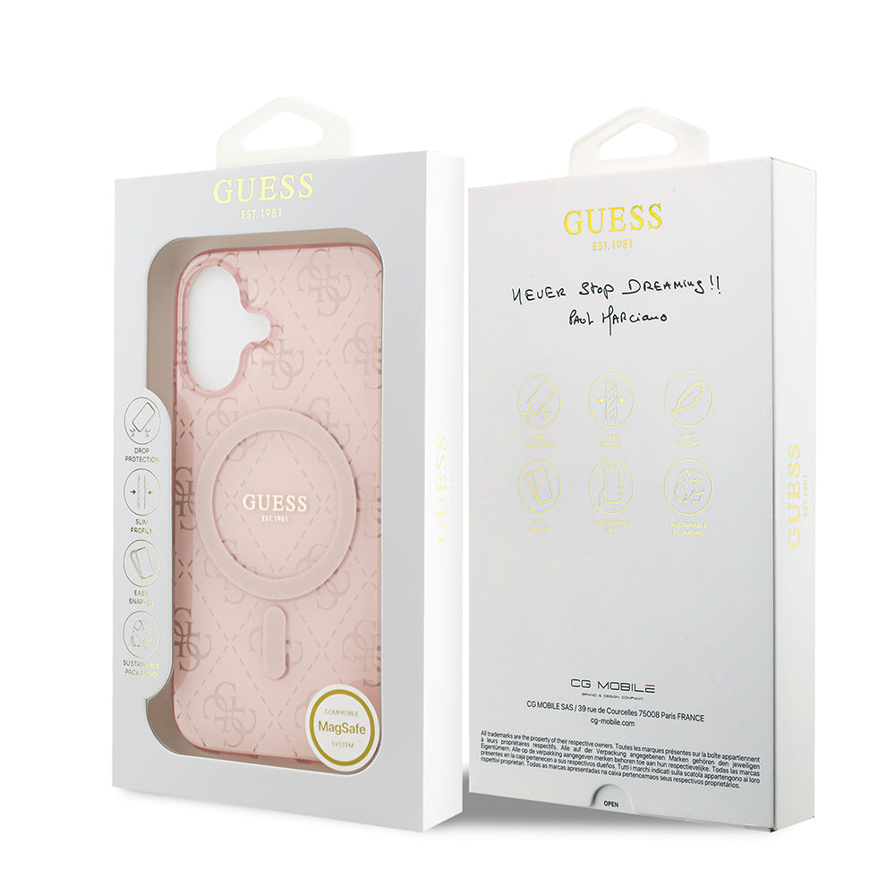 Apple iPhone 17 Kılıf Guess Orjinal Lisanslı M-safe Şarj Özellikli IML Baskılı Klasik Logolu 4G Desenli Kapak