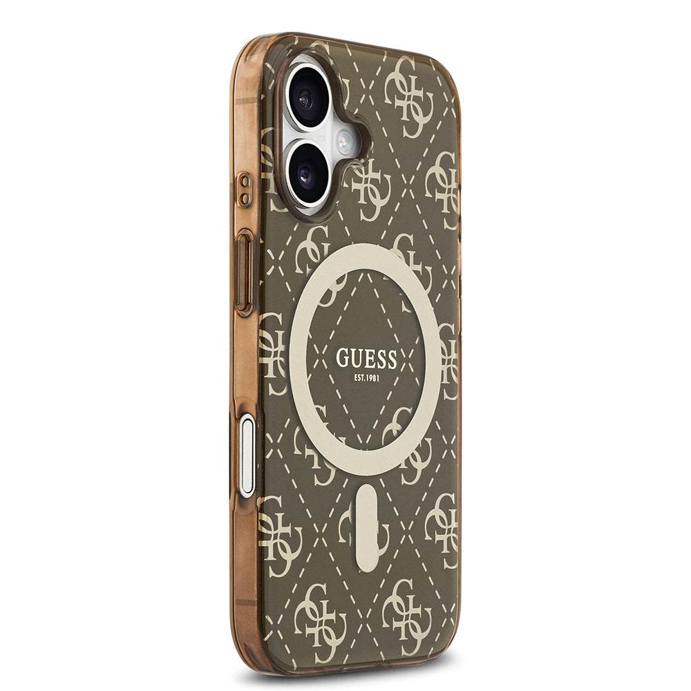 Apple iPhone 17 Kılıf Guess Orjinal Lisanslı M-safe Şarj Özellikli IML Baskılı Klasik Logolu 4G Desenli Kapak
