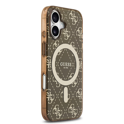 Apple iPhone 17 Kılıf Guess Orjinal Lisanslı M-safe Şarj Özellikli IML Baskılı Klasik Logolu 4G Desenli Kapak