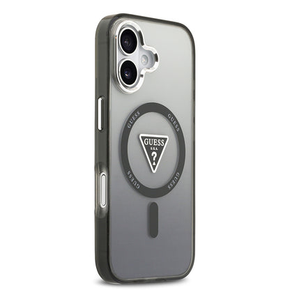 Apple iPhone 17 Kılıf Guess Orjinal Lisanslı M-safe Şarj Özellikli IML Baskılı Üçgen Logolu Metal Kamera Çerçeveli Kapak