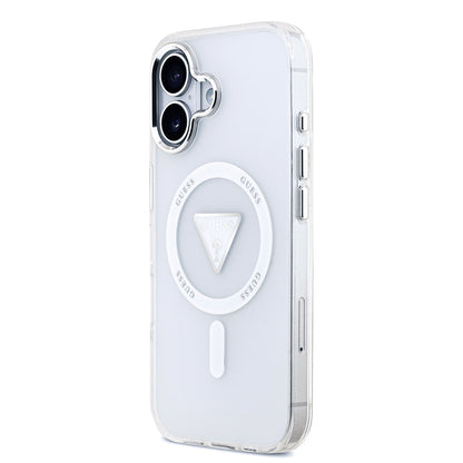 Apple iPhone 17 Kılıf Guess Orjinal Lisanslı M-safe Şarj Özellikli IML Baskılı Üçgen Logolu Metal Kamera Çerçeveli Kapak