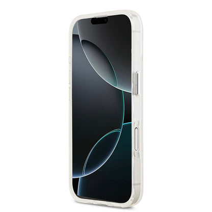 Apple iPhone 17 Kılıf Guess Orjinal Lisanslı M-safe Şarj Özellikli IML Baskılı Üçgen Logolu Metal Kamera Çerçeveli Kapak