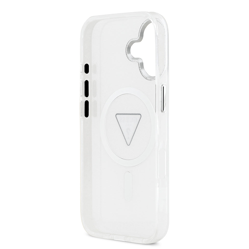 Apple iPhone 17 Kılıf Guess Orjinal Lisanslı M-safe Şarj Özellikli IML Baskılı Üçgen Logolu Metal Kamera Çerçeveli Kapak