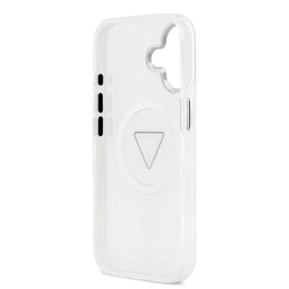 Apple iPhone 17 Kılıf Guess Orjinal Lisanslı M-safe Şarj Özellikli IML Baskılı Üçgen Logolu Metal Kamera Çerçeveli Kapak