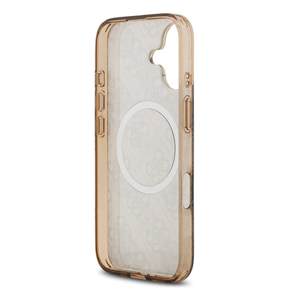 Apple iPhone 17 Kılıf Guess Orjinal Lisanslı M-safe Şarj Özellikli IML Peony ve 4G Desenli Klasik Logolu Kapak