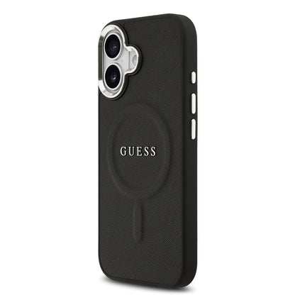 Apple iPhone 17 Kılıf Guess Orjinal Lisanslı M-safe Şarj Özellikli Klasik Yazı Logolu PU Deri Kapak