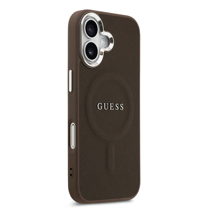Apple iPhone 17 Kılıf Guess Orjinal Lisanslı M-safe Şarj Özellikli Klasik Yazı Logolu PU Deri Kapak
