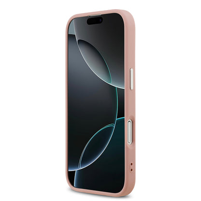 Apple iPhone 17 Kılıf Guess Orjinal Lisanslı M-safe Şarj Özellikli Metal Kamera Çerçeveli Üçgen Logolu Glitter Kapak