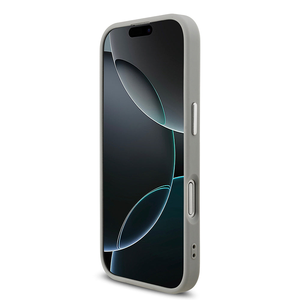 Apple iPhone 17 Kılıf Guess Orjinal Lisanslı M-safe Şarj Özellikli Metal Kamera Çerçeveli Üçgen Logolu Glitter Kapak