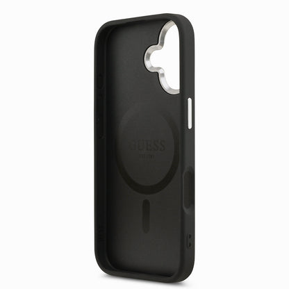 Apple iPhone 17 Kılıf Guess Orjinal Lisanslı M-safe Şarj Özellikli PU Deri Metal Kamera Çerçeveli Üçgen Logolu Kapak