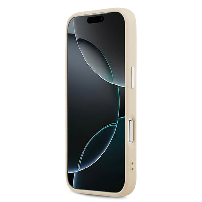 Apple iPhone 17 Kılıf Guess Orjinal Lisanslı M-safe Şarj Özellikli Sıcak Baskılı Klasik Yazı Logolu PU Deri Peony Kapak