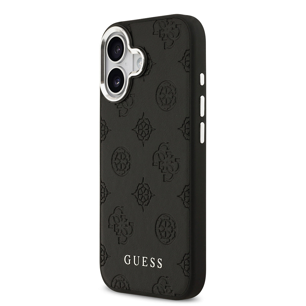 Apple iPhone 17 Kılıf Guess Orjinal Lisanslı M-safe Şarj Özellikli Sıcak Baskılı Klasik Yazı Logolu PU Deri Peony Kapak