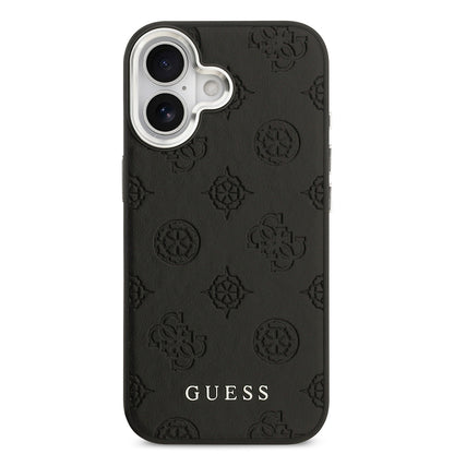 Apple iPhone 17 Kılıf Guess Orjinal Lisanslı M-safe Şarj Özellikli Sıcak Baskılı Klasik Yazı Logolu PU Deri Peony Kapak