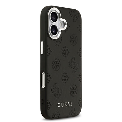 Apple iPhone 17 Kılıf Guess Orjinal Lisanslı M-safe Şarj Özellikli Sıcak Baskılı Klasik Yazı Logolu PU Deri Peony Kapak