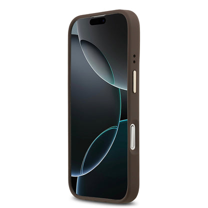 Apple iPhone 17 Kılıf Guess Orjinal Lisanslı M-safe Şarj Özellikli Sıcak Baskılı Yazı Logolu PU Deri Peony Kapak