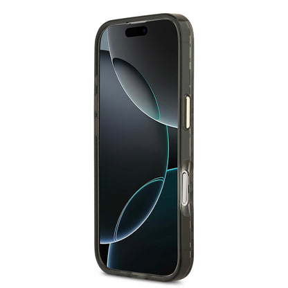 Apple iPhone 17 Kılıf Guess Orjinal Lisanslı M-safe Şarj Özellikli Üçgen Logolu Simli Leopar Desenli Kapak