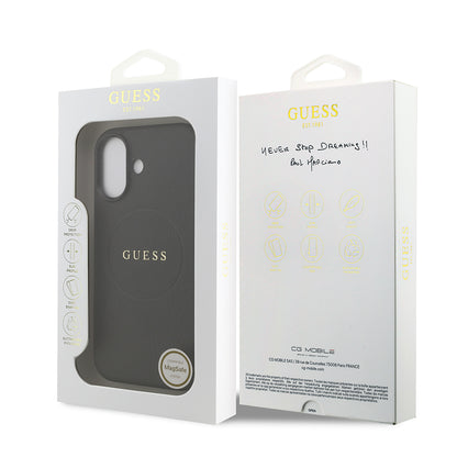 Apple iPhone 17 Kılıf Guess Orjinal Lisanslı M-safe Şarj Özellikli Yazı Logolu PU Deri Kapak