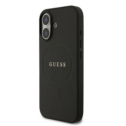 Apple iPhone 17 Kılıf Guess Orjinal Lisanslı M-safe Şarj Özellikli Yazı Logolu PU Deri Kapak