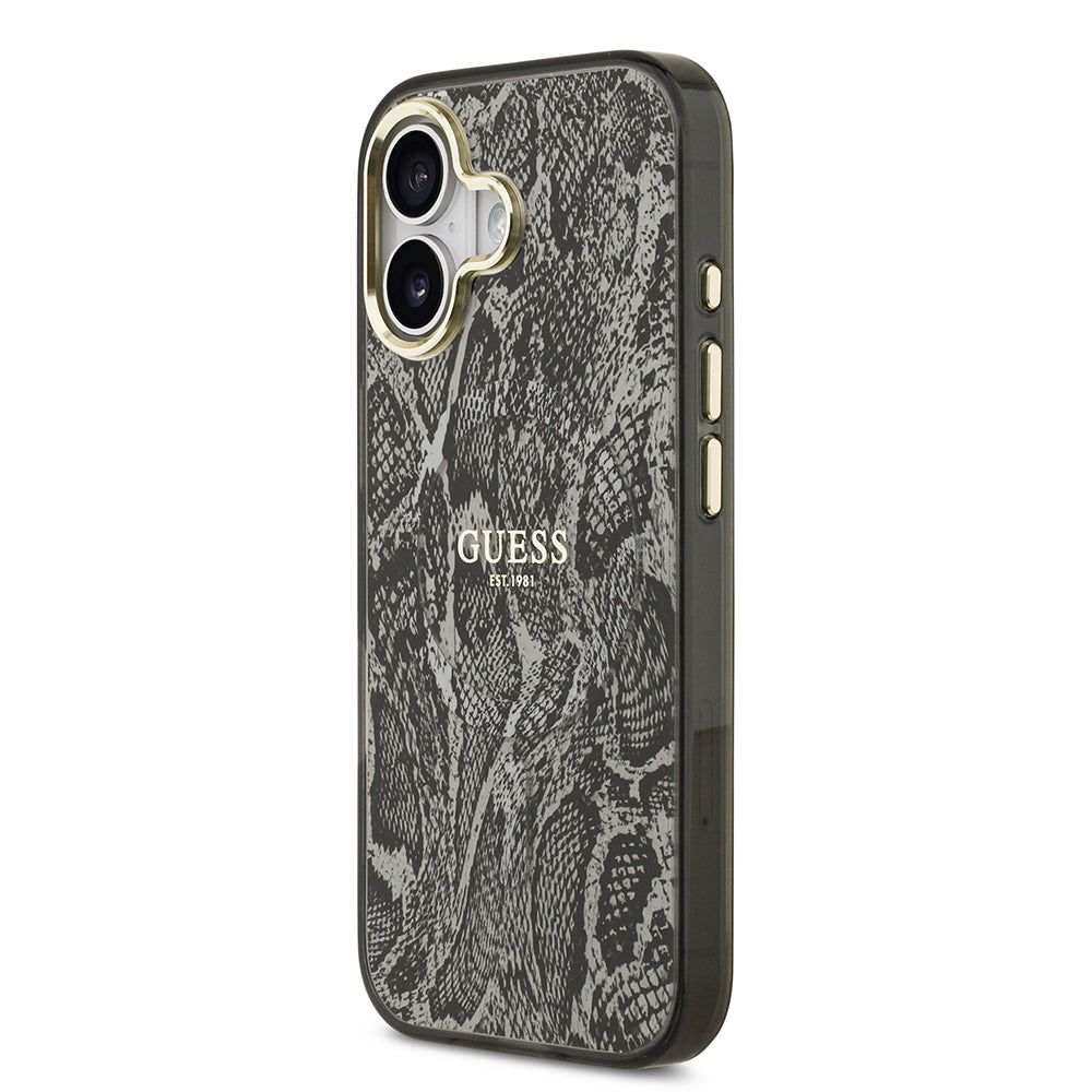 Apple iPhone 17 Kılıf Guess Orjinal Lisanslı M-safe Şarj Özellikli Yazı Logolu Python Desenli Kapak