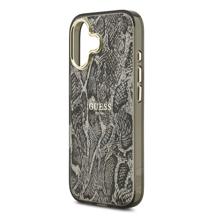 Apple iPhone 17 Kılıf Guess Orjinal Lisanslı M-safe Şarj Özellikli Yazı Logolu Python Desenli Kapak