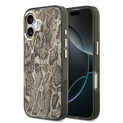 Apple iPhone 17 Kılıf Guess Orjinal Lisanslı M-safe Şarj Özellikli Yazı Logolu Python Desenli Kapak