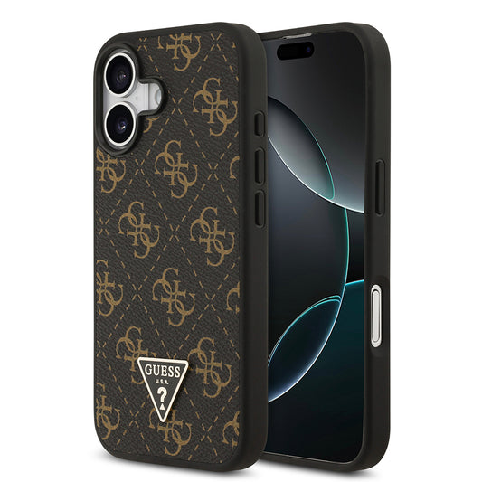 Apple iPhone 17 Kılıf Guess Orjinal Lisanslı PU Deri 4G Desenli Üçgen Logolu Kapak