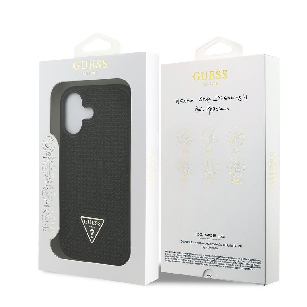 Apple iPhone 17 Kılıf Guess Orjinal Lisanslı Taşlı Arka Yüzey Üçgen Logolu Kapak