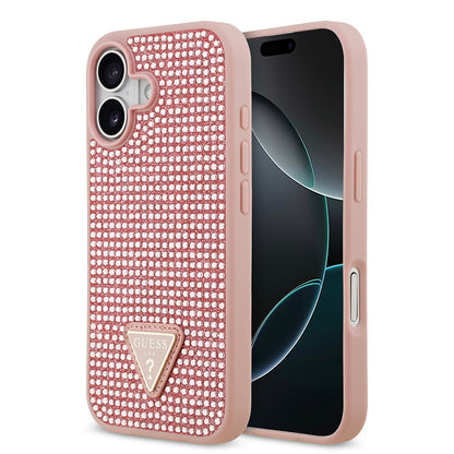 Apple iPhone 17 Kılıf Guess Orjinal Lisanslı Taşlı Arka Yüzey Üçgen Logolu Kapak