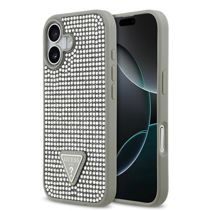 Apple iPhone 17 Kılıf Guess Orjinal Lisanslı Taşlı Arka Yüzey Üçgen Logolu Kapak