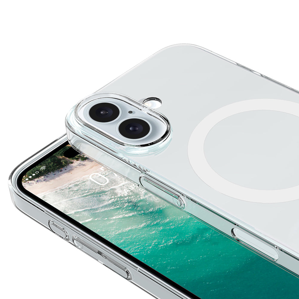Apple iPhone 17 Kılıf IC Çipli M-Safe Şarj Özellikli Şeffaf Kamera Çerçeveli Zore Toledo Kapak