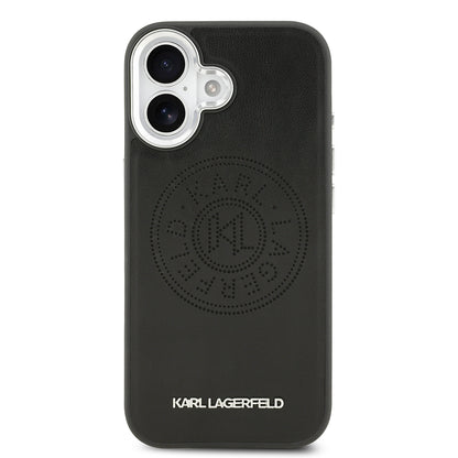Apple iPhone 17 Kılıf Karl Lagerfeld Orjinal Lisanslı M-safe Şarj Özellikli Delikli Tasarım Metal Logolu PU Deri Kapak