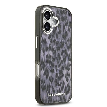 Apple iPhone 17 Kılıf Karl Lagerfeld Orjinal Lisanslı M-safe Şarj Özellikli IML Leopar Baskılı Kapak