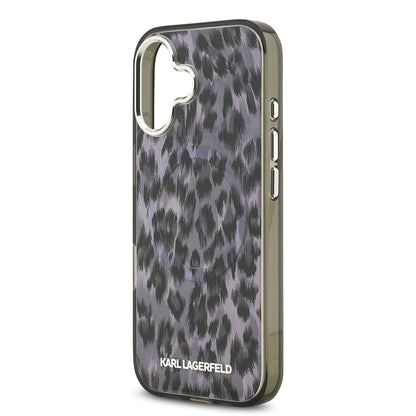 Apple iPhone 17 Kılıf Karl Lagerfeld Orjinal Lisanslı M-safe Şarj Özellikli IML Leopar Baskılı Kapak