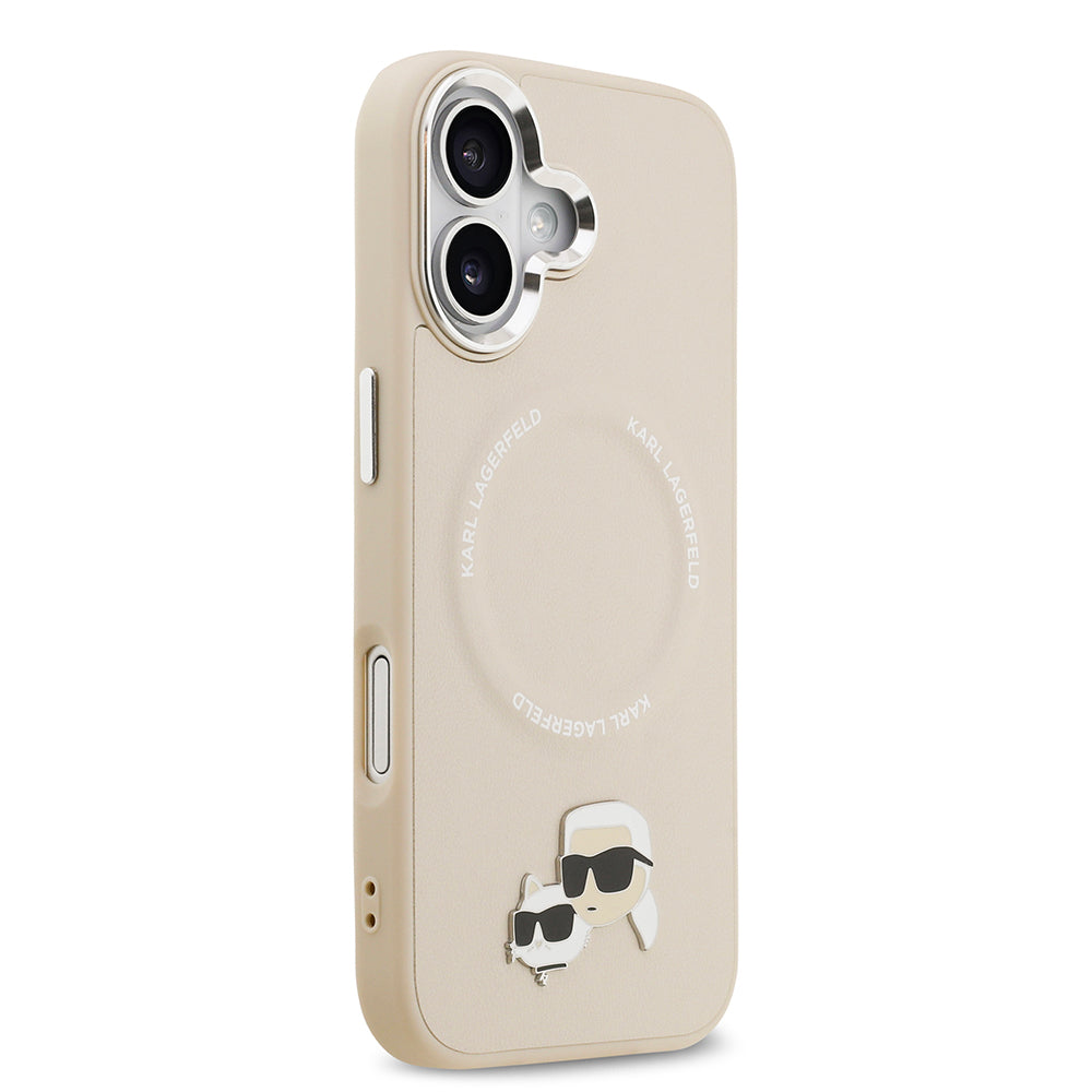 Apple iPhone 17 Kılıf Karl Lagerfeld Orjinal Lisanslı M-safe Şarj Özellikli Metal Kamera ve Buton Tasarımlı K&C PU Deri Kapak