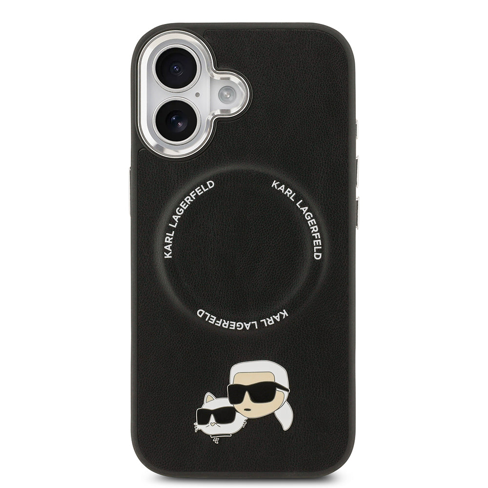 Apple iPhone 17 Kılıf Karl Lagerfeld Orjinal Lisanslı M-safe Şarj Özellikli Metal Kamera ve Buton Tasarımlı K&C PU Deri Kapak