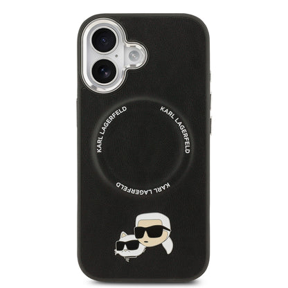 Apple iPhone 17 Kılıf Karl Lagerfeld Orjinal Lisanslı M-safe Şarj Özellikli Metal Kamera ve Buton Tasarımlı K&C PU Deri Kapak
