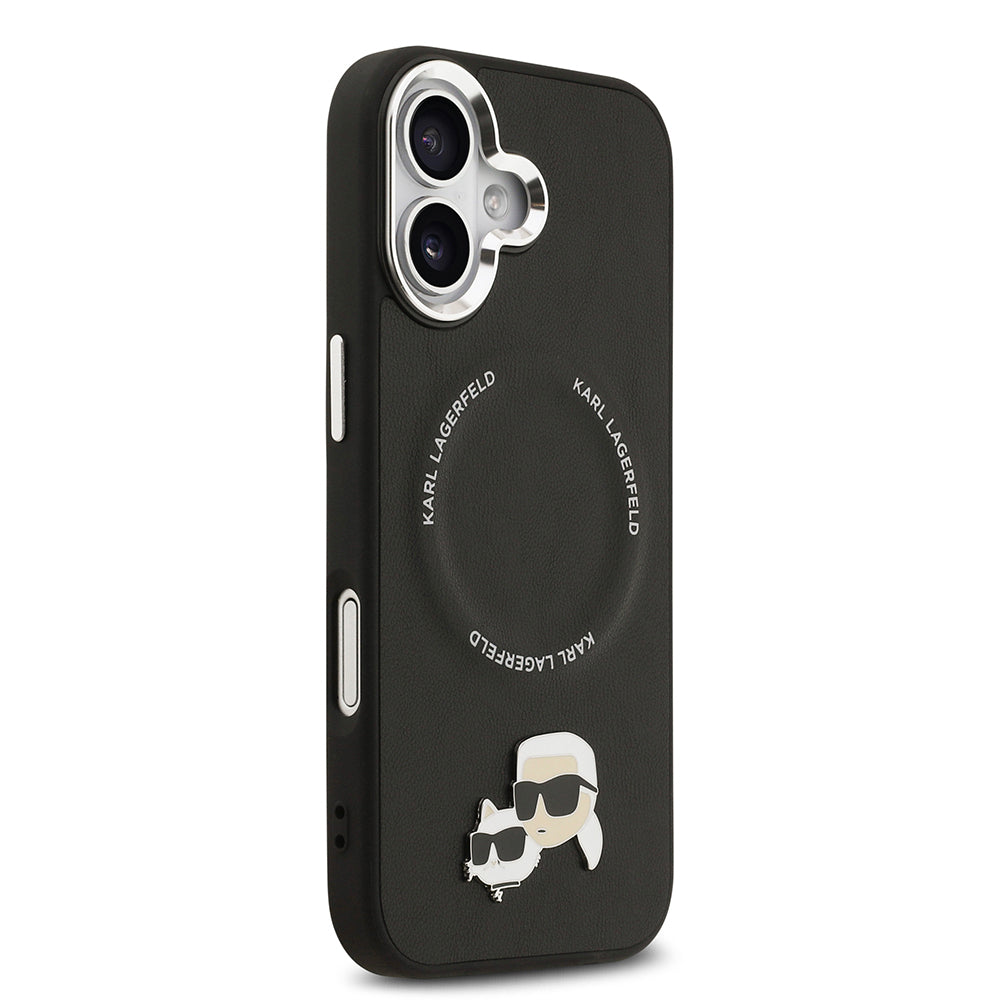 Apple iPhone 17 Kılıf Karl Lagerfeld Orjinal Lisanslı M-safe Şarj Özellikli Metal Kamera ve Buton Tasarımlı K&C PU Deri Kapak