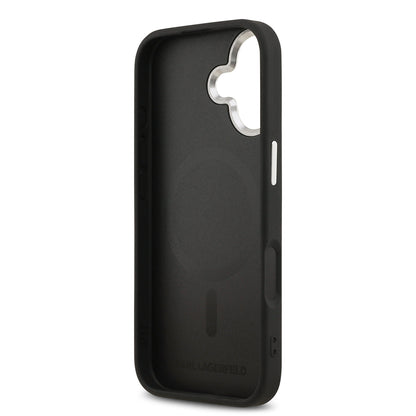 Apple iPhone 17 Kılıf Karl Lagerfeld Orjinal Lisanslı M-safe Şarj Özellikli Metal Kamera ve Buton Tasarımlı K&C PU Deri Kapak