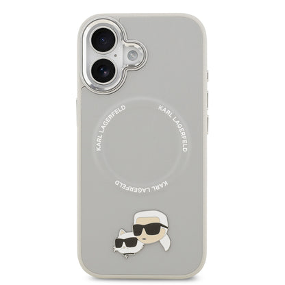 Apple iPhone 17 Kılıf Karl Lagerfeld Orjinal Lisanslı M-safe Şarj Özellikli Metal Kamera ve Buton Tasarımlı K&C PU Deri Kapak