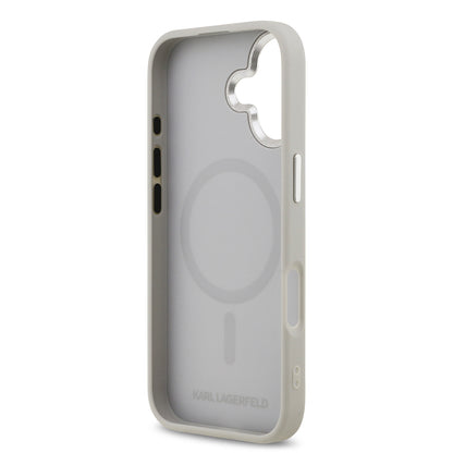Apple iPhone 17 Kılıf Karl Lagerfeld Orjinal Lisanslı M-safe Şarj Özellikli Metal Kamera ve Buton Tasarımlı K&C PU Deri Kapak