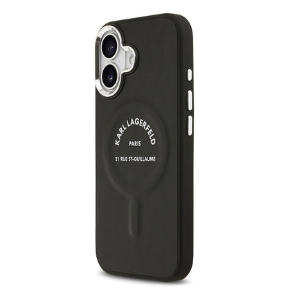 Apple iPhone 17 Kılıf Karl Lagerfeld Orjinal Lisanslı M-safe Şarj Özellikli Metal Kamera ve Buton Tasarımlı Paris RSG PU Deri Kapak