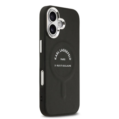 Apple iPhone 17 Kılıf Karl Lagerfeld Orjinal Lisanslı M-safe Şarj Özellikli Metal Kamera ve Buton Tasarımlı Paris RSG PU Deri Kapak