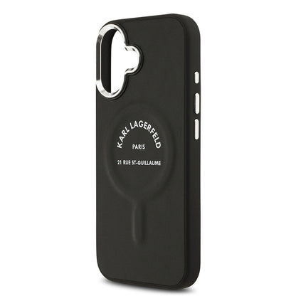 Apple iPhone 17 Kılıf Karl Lagerfeld Orjinal Lisanslı M-safe Şarj Özellikli Metal Kamera ve Buton Tasarımlı Paris RSG PU Deri Kapak