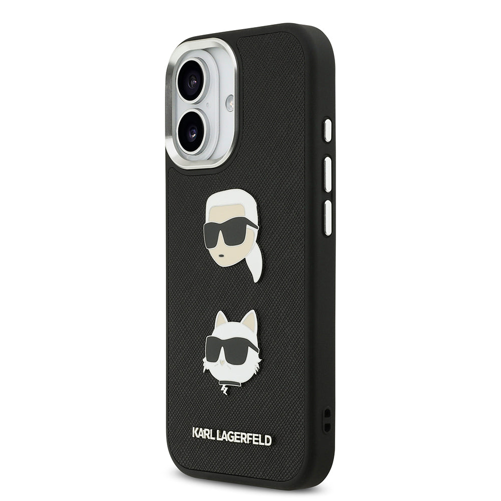 Apple iPhone 17 Kılıf Karl Lagerfeld Orjinal Lisanslı Metal Logolu K&C Heads Pin Kapak