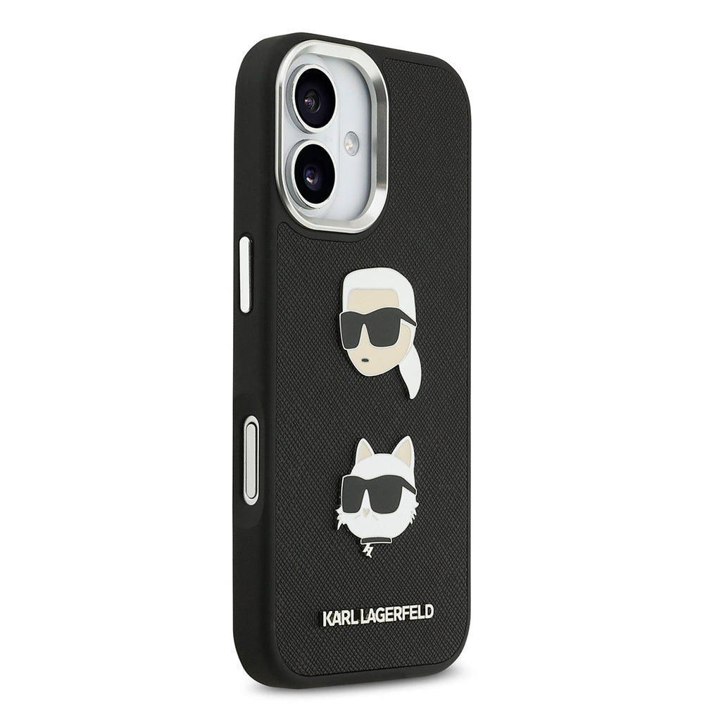 Apple iPhone 17 Kılıf Karl Lagerfeld Orjinal Lisanslı Metal Logolu K&C Heads Pin Kapak